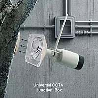 White square universal CCTV box diagram with conduit cable management
