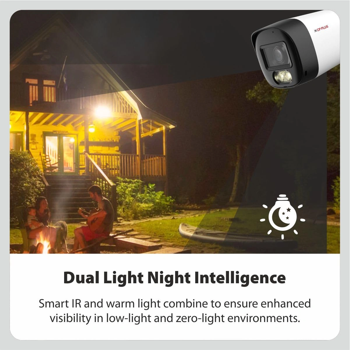 CP PLUS 2.4MP Bullet Security Camera with Two-Way Audio and Smart Dual Light