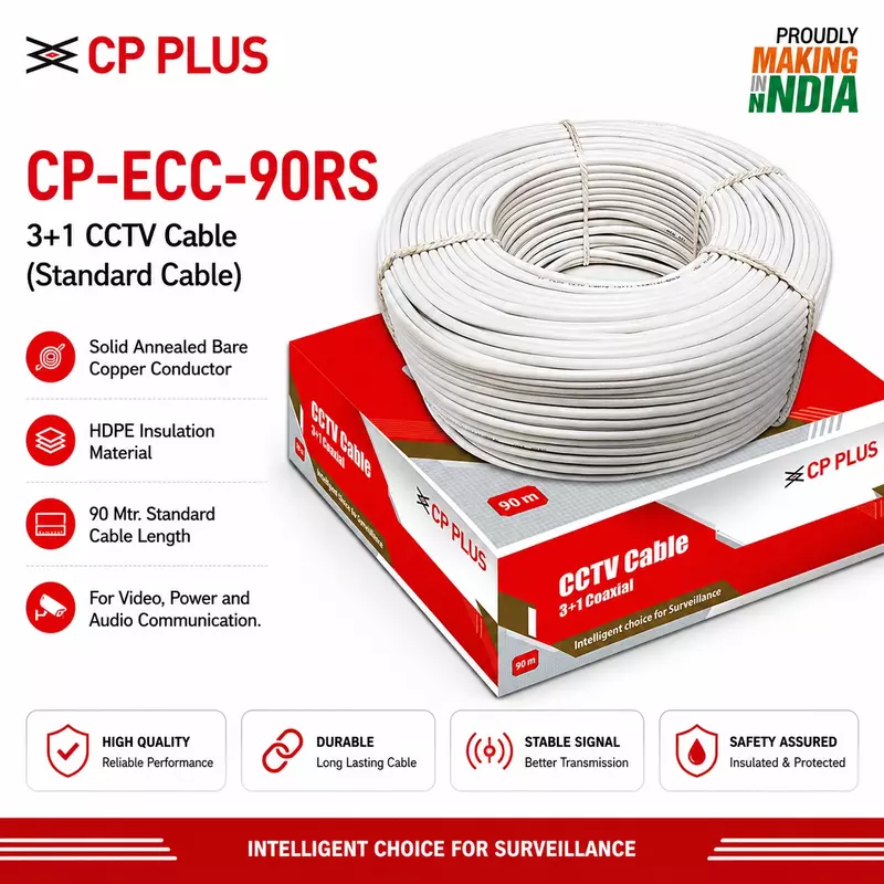 CP PLUS CP-ECC-90RS 3+1 CCTV Cable 90 Meter