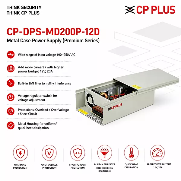 CP PLUS 12V 20A CCTV Power Supply