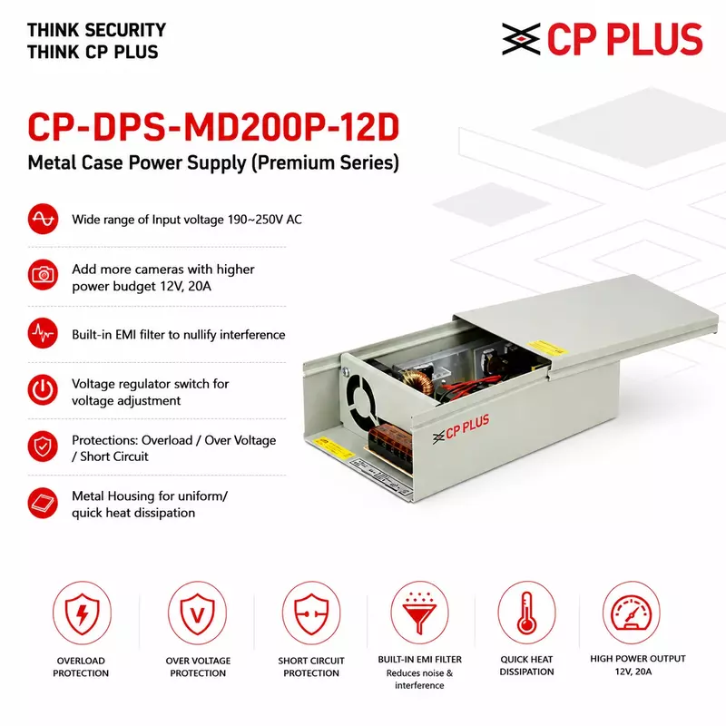 CP PLUS 12V 20A CCTV Power Supply