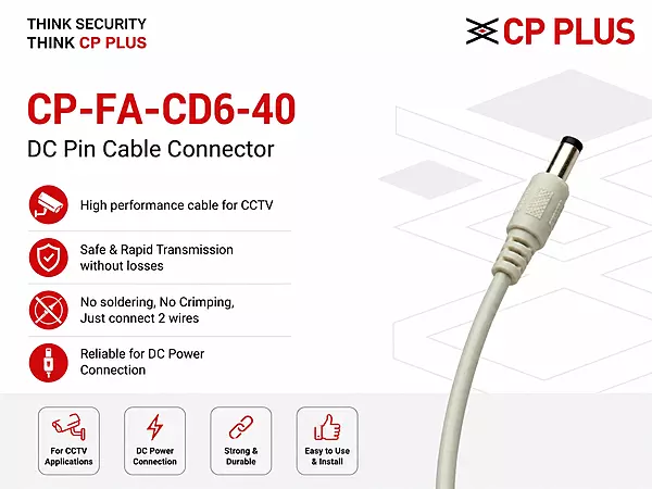 CP PLUS DC Connector for CCTV Camera Installation