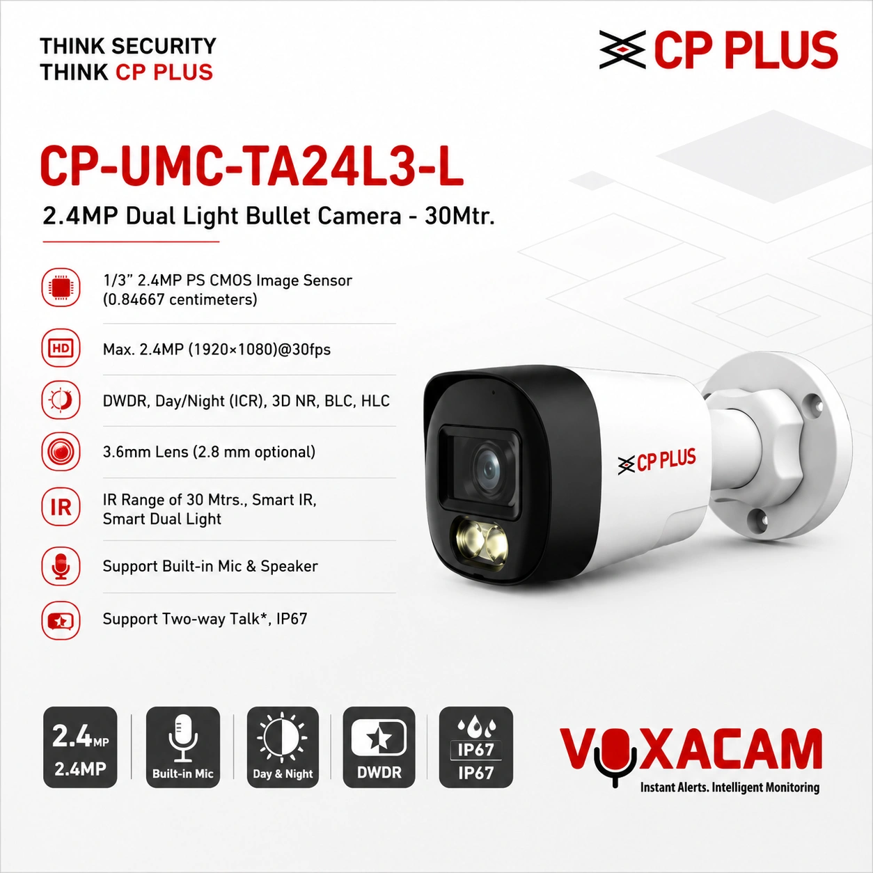 CP PLUS CP-UMC-TA24L3-L 2.4MP Dual Light Bullet Camera