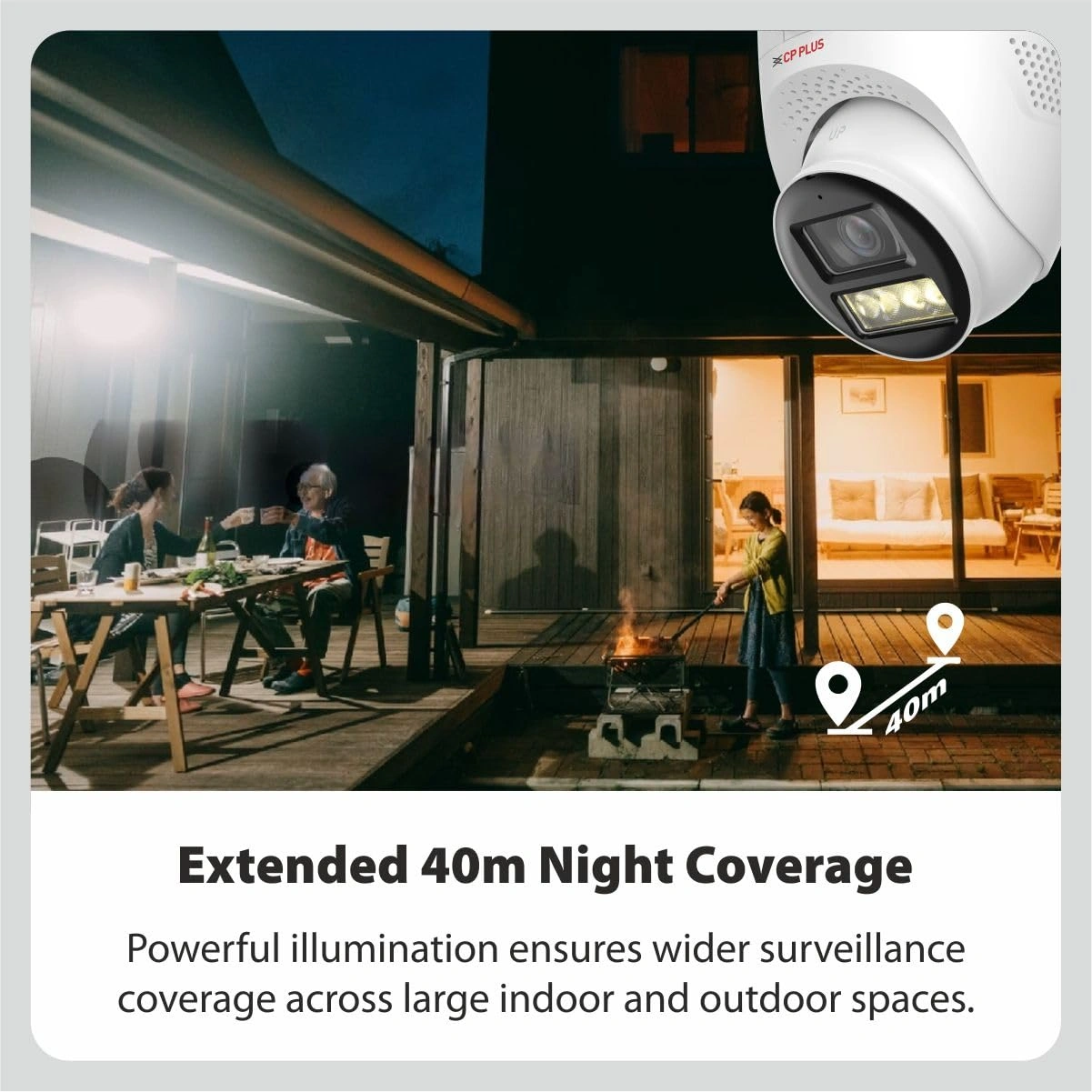 CP PLUS 40 Meter Dual light with two-way Audio Dome Camera