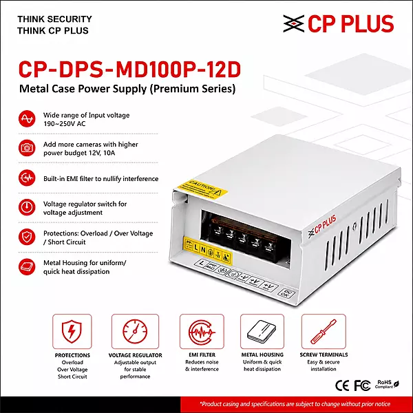CP PLUS 12V 10A 120W Power Supply for Security Cameras
