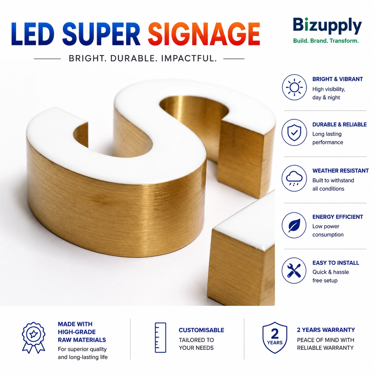 All-weather waterproof outdoor epoxy resin LED sign board with high durability