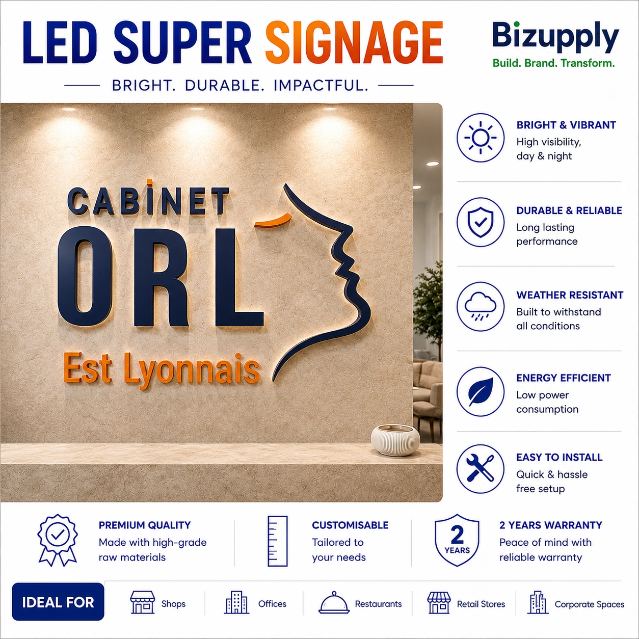 Machine Moulded Liquid Acrylic LED Letter Sign