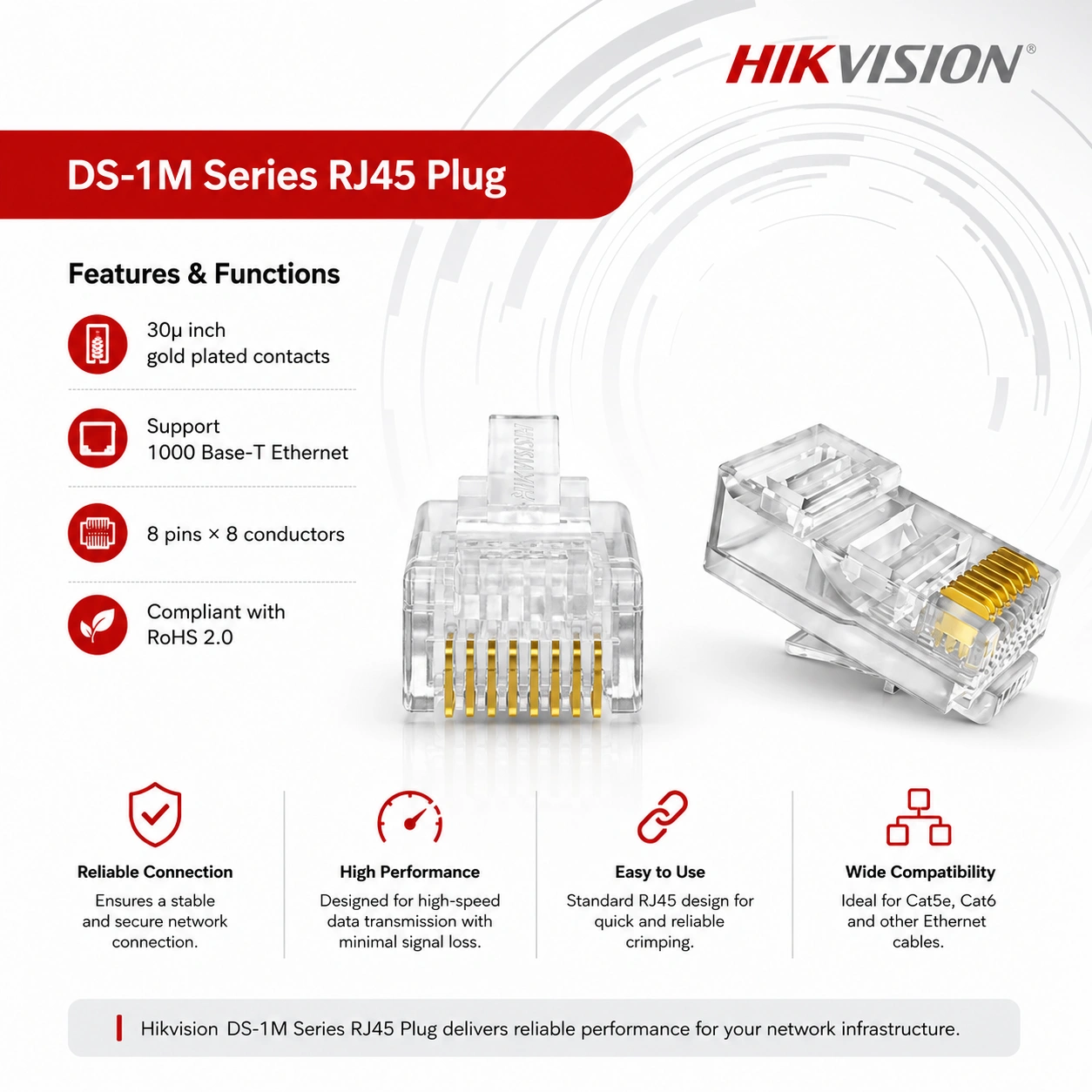 HIKVISION Cat6 Gigabit RJ45 Network Connector