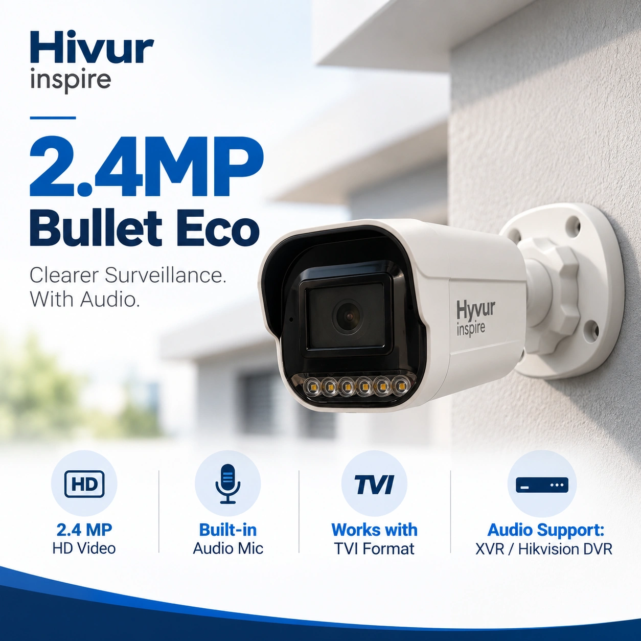 HIVUR Bullet CCTV Camera with Built-in Microphone