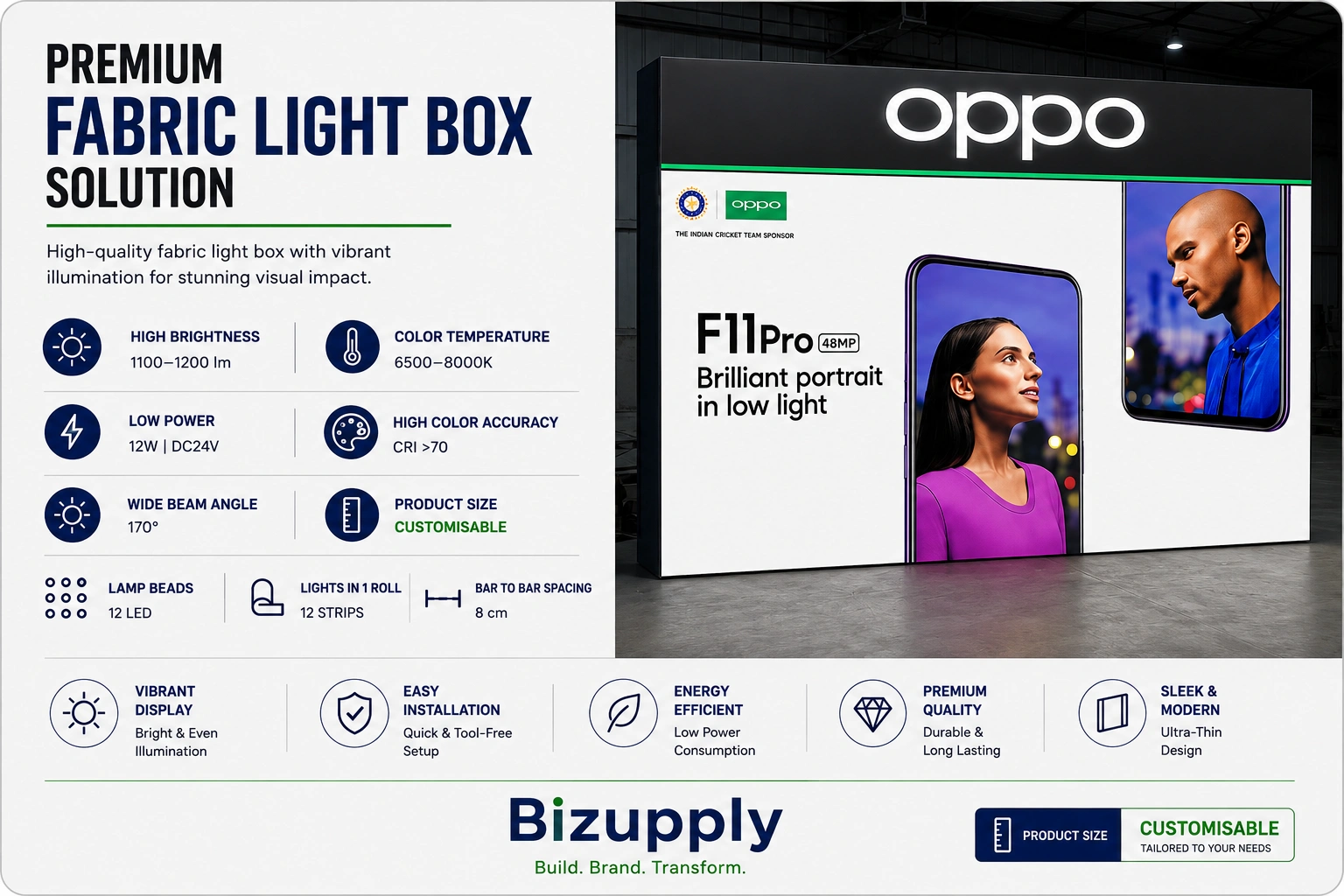 Dimmable LED fabric light box with adjustable brightness controller
