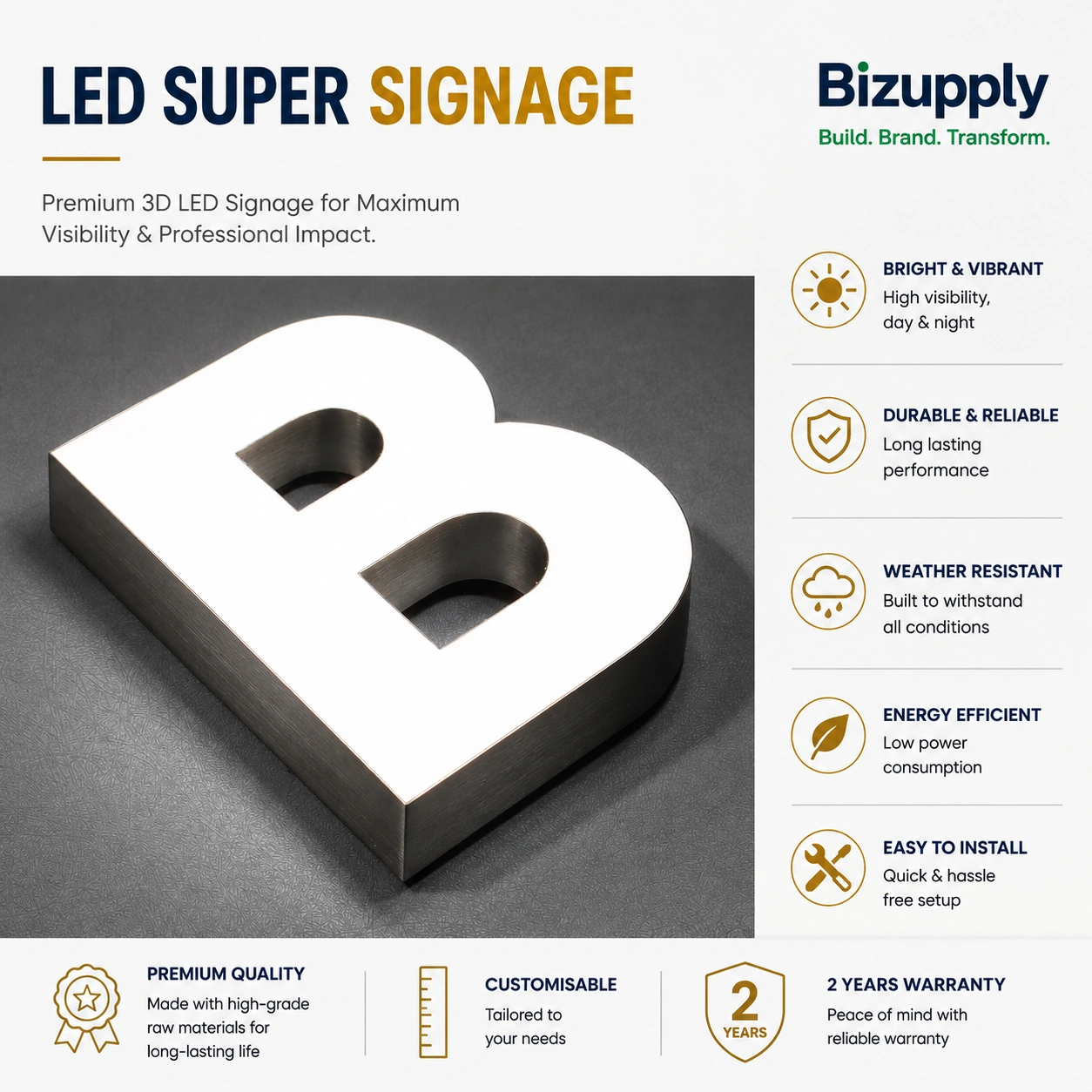 Ultra-bright front-illuminated LED epoxy resin channel letters with zero light leakage