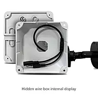 Internal view of square hidden wire box with camera cable management