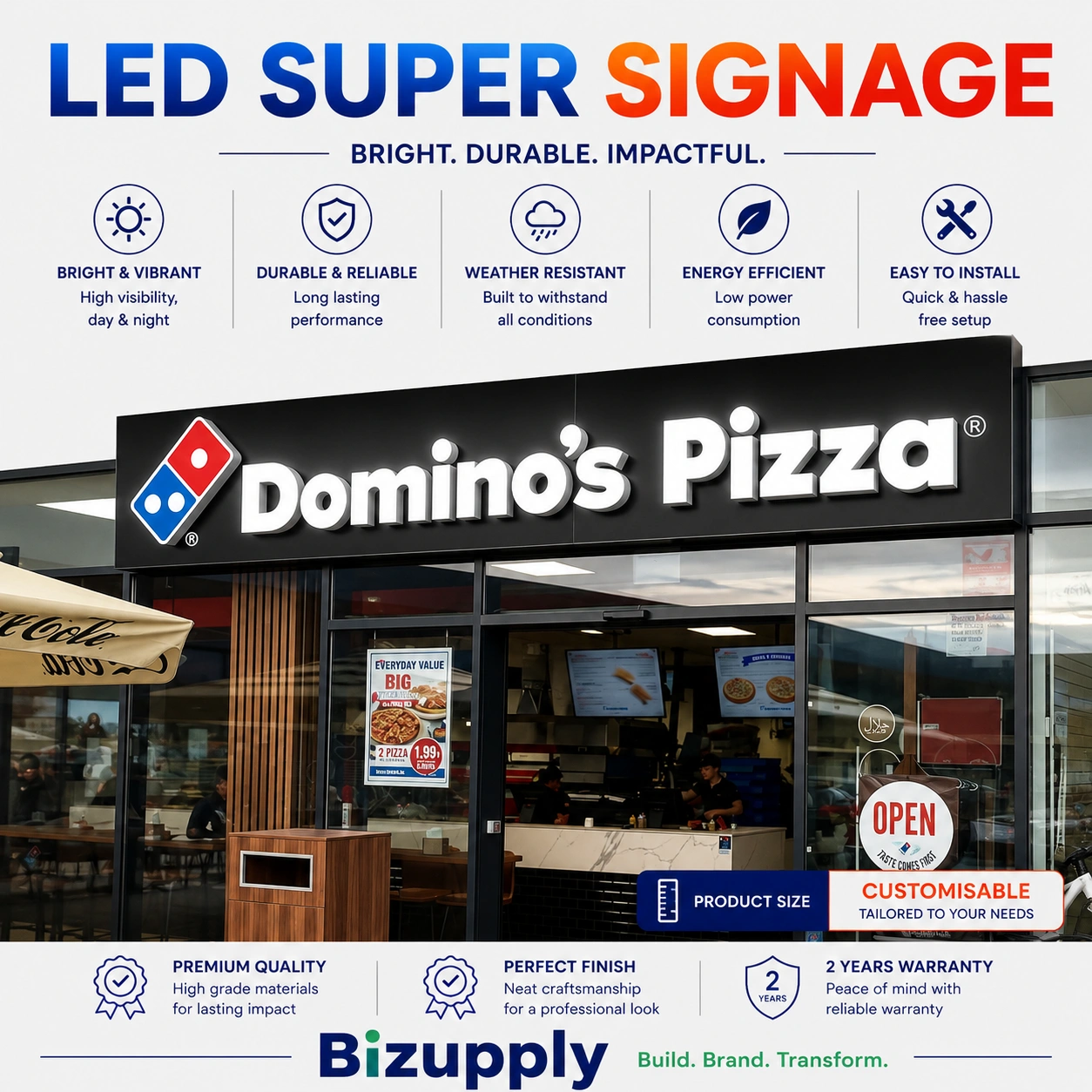 Modern trimless liquid acrylic LED letter signboard with smooth borderless design